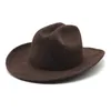 New Suede Large Brim Western Cowboy Hat Men's Vintage Jazz Travel Party Hat Gentleman Panama Cowgirl Hats