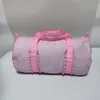 Ruffle Kid's Seersucker Duffel Bags Rayas para niños pequeños Travel Barrel Bag Overnight Duffle Purse Preppy Children's Travel Tote DOMIL106-1978