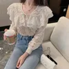 Women's Blouses & Shirts Alien Sexy Slim Chic Florals Casual Office Lady Gentle Embroidery Loose 2022 Stylish Retro Bottom Women