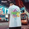 T-shirts pour hommes Street Print Tendance à manches courtes Hiphop Graffiti Loose Men T-shirt Large Size Pur Coton Vêtements pour hommes Tshirt 2022Men's