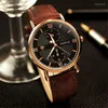 Armbandsur Herrklocka Fashion Leather Band Business Wristwatch Relogio Masculino Erkek Kol Saat