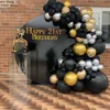 Черный золотой воздушный шар Гарленд Арк с днем ​​рождения украшения детский выпускной вечер