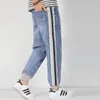 Men's Jeans Summer Denim Jogger For Men Zipper Light Blue Loose Baggy Plus Size Side Stripe Harem Tapered PantsMen's Heat22