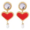 Dangle & Chandelier Fashion Heart Resin Drop Earring For Women Wedding Jewelry Boho Simulated Pearl Statement Party Gifts 2022Dang304V