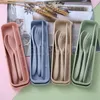 Vete Straw Knife Fork Spoon Set Student Portable Table Box Cake dessert Spoons Fruit Forks Travel 3st/Set Table Seary DE677