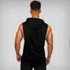 Muscleguys Summer Gym Clothing Fitness Hooded Tank Top Men Bodybuilding Stringer Hoodie Tanktop Workout Singlet Sleeveless Shirt 220621