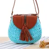 Shoppingkassar 2018 BEROEMDE Designer Dames Geweven Breien Messenger Crossbody Tassen Nieuwe Zomer Bohemian Vrouwen Kwastje Stro Strand Schoudertas 220322