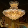 Nowoczesne kryształowe żyrandole Oprawa oświetlenia American Big Gold Crystal żyrandol Lampa LED Europejska luksusowy dom hotel hotel Light D140CM H120CM