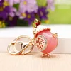 Keychains Cock Luxury 4 Colors Rooster Chicken Crystal Trinket Key Ring Chains Holder Metal Animal KeyringsKeychains