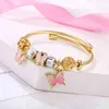 Opening stainls titanium steel bracelet gold pink gradual change butterfly pendant pearl Korean beauul girl accsori30248881574253