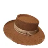 Cappelli a tesa larga Cappello da spiaggia in paglia fatto a mano per le donne Vacanze estive Cappello Panama Visiera di protezione solare piatta concava alla moda