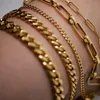 Catena a maglie da donna Bracciale cubano in oro 18 carati in acciaio inossidabile Bracciali impilabili a cordolo grosso GioielliLink Lars22