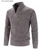 Ah Yuan Men Men Meio Zip Mock Neck Sweater Sweater Sold Stand Stand Collar Casual Casual Sweater L220730