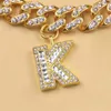 Hotsale 18 Karat vergoldete Hip-Pop-Zirkon-Kette, kubanische Initialen-Halskette, Itial-Buchstaben-Schmuck für Frauen und Mädchen