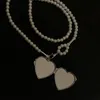 Collier de perles longues avec miroir du cœur Accessoires de mode de taille de taille perlé pour la fête cadeau