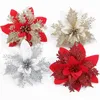 Weihnachtsdekorationen, 5/10 Stück, künstliche Blumen, Baumschmuck, Glitzer, gefälschte fröhliche Dekoration, Weihnachten, Jahr, Weihnachten