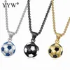 Подвесные ожерелья из нержавеющей стали Голубое золото черное футбольное колье 3 стили футбольный шарм натуральный камень