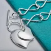 925 Sterling Silver Two Heart Pendant Bracelet Enllace Chain For Woman Charm Wedding Engagement Party Fashion Sieraden