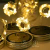 Luzes de cordas da tampa da jarra de jarra solar lampes de fadas de fadas de fadas Firefly Jar
