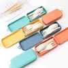 4st/Set Wheat Straw Cutrow Spoon Fork Chopsticks Foldbara Safe Table Seary With Box Servis Portable Kitchen Accessories Y220530