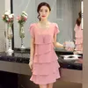 Koreansk mode Elegant Chiffon Woman Dress Plus Size 5XL Slim Summer Women S ruffles Tiered Es Vestidos Casual 220613