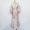 New sleeved dress small crew neck with colorful graffiti print party long dress2263