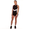 Kadın Tulumları Aracılar V Boyun Kolsuz Siyah Beyaz Bir Ekleme Bodysuit Kadın Yüksek Bel Kısa Pantolon Fiziksel Egzersiz Sıkı Playsui