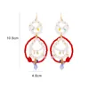 Boho Women's Dangle Earrings Hand-Beaded Crystal Pearl Rice Beads Mix And Match Multi-Layer Round Earrings