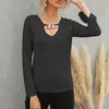 Women's T-Shirt Women Fashion 2022 Spring Autumn V-Neck Sexy Tops Female Casual Basic Top Clothing Ladies Slim Long Sleeve Solid Jumper