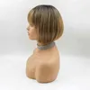 Ombre Black Brown Bob Synthetische pruiken met een pony Korte rechte pruik hittebestendig cosplay feest dagelijks haar 22062222