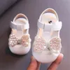 Diamonds Baby Sandals for Girls Cherry Closed Toe Toddler Infant Kids Princess Walkers Little Shoes Children 220525