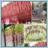 장식용 꽃 화환 축제 파티 용품 홈 정원 인공 실크 wisteria 꽃 웨딩 장식 포도 나무 매달려 등나무 신부 gar