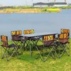 Camp Furniture 4-6 Person Camping Folding Table and Chair Set Outdoor Beach Barbecue Self-driving Picnic 7 Piece Setcamp