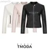 2022 Fashion Women Elegant Zipper Faux Leather Biker Jackets Ladies Casual Slim Fit White Motorcycle Zipper Coats Outerwear L220801
