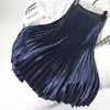 Women Summer Pleated Skirt Boho White Long Saias High Waist A-Line Pink Khaki Saia Longa Falda Jupe 220322