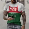 Haut à col rond pour hommes style d'été castrol rétro à manches courtes impression 3D alphabet ethnique mode Harajuku T-shirt surdimensionné 220401