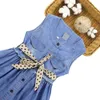 Summer Dress For Girls Sleeveless Denim Big Party Kids Clothes 6 8 10 12 13 14 Year 220426