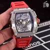 شاهد مصمم الفاخرة الميكانيكا الميكانيكا راقب Rihca Milles Black Red Rubber Men Sapphire Automatic Mechanical Mechanical Tourbillion التقويم الفضي الرمادي