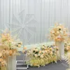 装飾的な花の花輪シャンパンホワイトウェディングウォールアレンジメントアイアンアーチバックドロップピーニー人工シルクロウテーブルセンターピースデコード