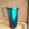 2021 latest 16OZ mug Starbucks stainless steel coffee straw cup 20 ice cube gradient color car cups support custom logo 5961 Q2