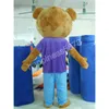 high quality purple T-shirt bear Mascot Costumes Cartoon Character Outfit Suit Halloween Adults Size Birthday Party Outdoor Festival Dress