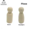 50pcs homens mulheres Mulheres misturadas em branco Pessoas de madeira natural de madeira PEG PEG DOLS FIGURAS PINTURAS Bolo de casamento Família Dolls Dolls Presente de Natal 220519