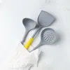 Utensílio de cozinha de silicone conjunto de madeira maçaneta espátula sopa colher escova de escrandê masta crander não brase painéis de cozinha ferramentas de cozinha