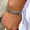 Brins de perles 2 pièces/ensemble or argent couleur boule perles bracelets ensemble pour femmes hommes couronne pendentif tissé Bracelet mode déclaration bijoux Gi