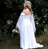 Classic Chiffon Medieval Wedding Dress Gothic Corset Boho Country Wedding Dresses 2022 With Remover Sleeve Elegant Beach Bride Party Gowns Sexy Robe De Mariée Plus