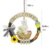 Epacket couronne de Pâques pour décor de porte d'entrée lapin en bois oeufs de Pâques guirlande pendentif mural décorations heureuses Rabbit258a252m3200574