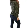 Maglietta slim a maniche lunghe da donna con stampa mimetica Moda scollo a V Lace up Lady Top sexy Stile militare Casual Maglietta femminile Tee 220714