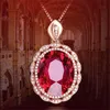 colares de prata luxuoso clássico princesa rubi pingente oval oval pombo sangue vermelho turmalina pingente de cor 18k colar de 18k