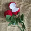 Confezione regalo per PC Romantico fiore di rosa con asta Anello Scatola in velluto Confezione creativa di gioielli Vetrina Matrimonio Fidanzamento Regalo di San Valentino
