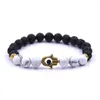 Bracelets porte-bonheur bijoux de mode hommes Bracelet perles de pierre d'énergie de lave noire bouddha main de paume pour les femmes cadeau de noël PulserasCharm Inte22